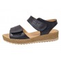 Sandale dama negre din piele naturala cu talpa confort si inchidere velcro dubla CP12N